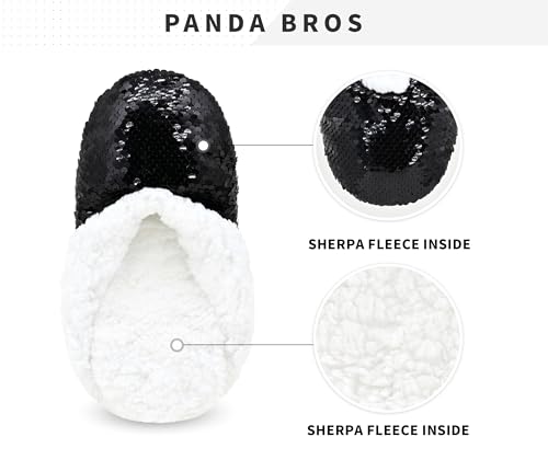 Image of Panda Bros Womens Ballerina Sequin Slippers, Bling House Slippers With Grippers