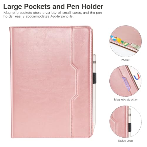Aimigel Tablet Case for Samsung Galaxy Tab A 10.1 2019 SM-T510/SM-T515 Cover Retro Folio Shell for Galaxy Tab A SM-T510 Case Multi-Angle Stand Cover PU Leather with Card Pocket,Rose Gold by Aimigel - Image 2