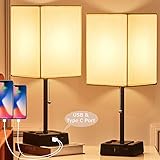 ZEEFO USB Table Lamp, Modern Design Bedside Lamps Built-in USB & Type C Charging Ports & 2-Prong AC...