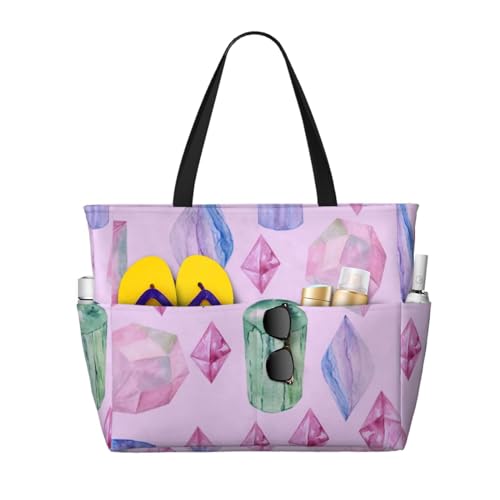 Sac de plage femme grand format cabas à bandoulière motifs cristaux brillants