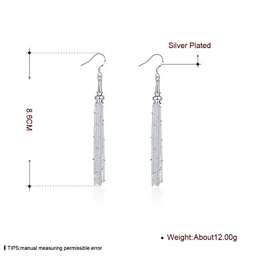 Fashion Beaded Threader Sterling Silver Plated Long Chain Dangle Drop Earrings For Women Girls Sensitive Ears Wedding Elegant Dangling Tassel Hook #TOP1