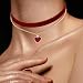 HekouJiub Gothic Samt Halskette Halloween Rot Trachtenkette Damen Choker Halskette mit Herzanhänger Verstellbare Herz Halsband 80er 90er Jahre Schleifenkette für Halloween Cosplay Party