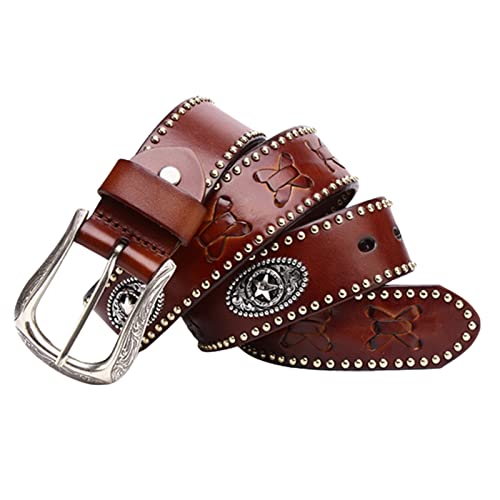 Ceinture punk rock noire à pentagramme gravé pour homme