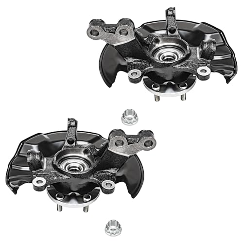 Image of Detroit Axle - 2pc Front Steering Knuckles for 09-13 Toyota Corolla Matrix, 2 Steering Knuckles & Wheel Bearing Hubs Assembly 2009 2010 2011 2012 2013 Replacement