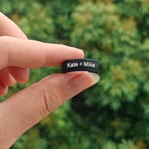 Custom Logo Text Silicone Rings 8mm Double Slot Outdoor Sports Silicone Ring Stackable Ring Comfort Fit Promise Engagement Rings Wedding Bands, Christianity Belief Inspirational Rings3