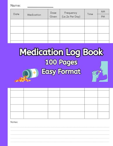 Medication Log Book: Simple and Easy Journal to Track Daily Prescription Drugs or Supplements