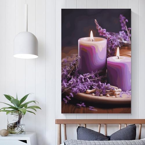Lavande violette avec bougies cadre moderne décoration bureau