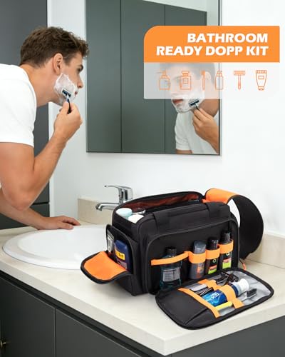 Tactical Travel Toiletry Bag for Men, Extra Large Dopp Kit Organizer with Dual Way Zippers, Travel Hygiene Bag for Shaving Grooming Bathroom Essentials, Black (Empty Bag) - Image 3