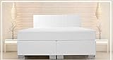 Boxspringbett 90x200 cm Kunstleder Weiß Doppelunterfederung Bonellfederkern und Tonnentaschenfederkern. Orthopädisch für erholsamen Schlaf Ideal als Einzelbett oder Singlebett
