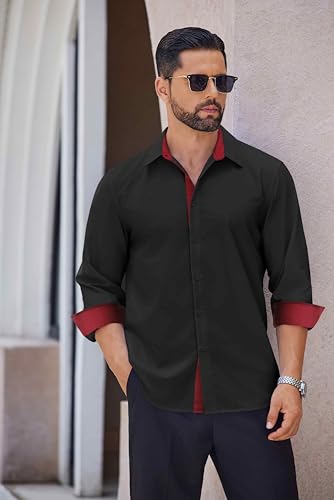 COOFANDY Men's Long Sleeve Wrinkle Free Dress Shirts 2024 Inner Contrast Business Casual Button Down Shirt2