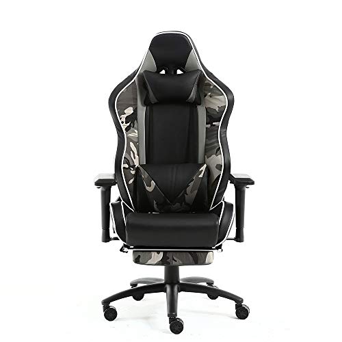 Silla ErgonóMica para Juegos/E-Sports Silla/SillóN Reclinable/Giratorio - Silla De Oficina Giratoria con Respaldo Alto Y Estilo De Carrera 4D Reposabrazos Elevable con ReposapiéS, Color Camuflaje