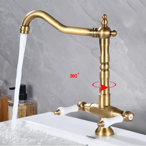 Robinet de lavabo noir style vintage en laiton avec double commande