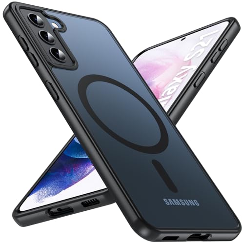 Fin2feel Magnetische für Samsung Galaxy S21 Hülle Kompatibel mit MagSafe Stoßfest Kratzfest Anti-Fingerabdruck Matt Dünn Handyhülle für Samsung Galaxy S21 5G Schwarz