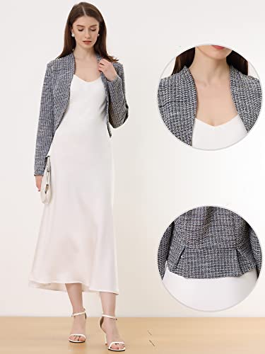 Allegra K Tweed Bolero Shrug For Women's Open Front Office Long Sleeve Plaid Cropped Cardigan X-Large Dark Grey #TOP1