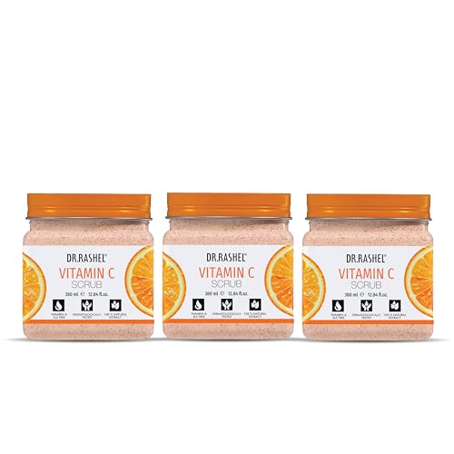 Image of DR.RASHEL Vitamin C Exfoliator For Face & Body Scrub | All Skin | Deep Exfoliation | Dead Skin Remover | Tan Removal | Blackhead Remover | 380ml Each | Pack of 3