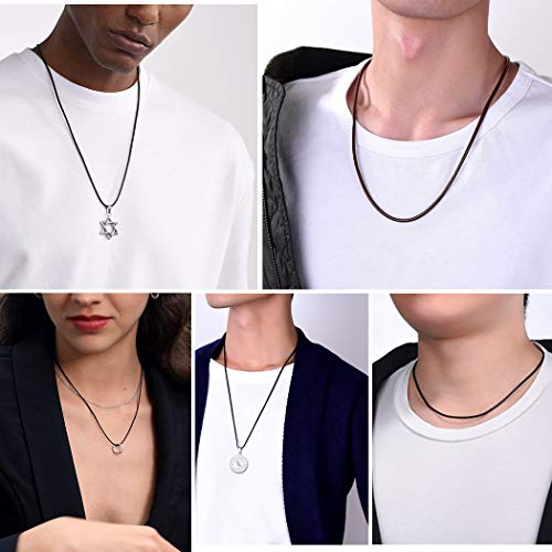 Black Leather Cord Necklace Rope With 316L Stainless Steel Clasp 2Mm 18 Inches Gifts For Women Mens Leather Necklace Black #TOP3