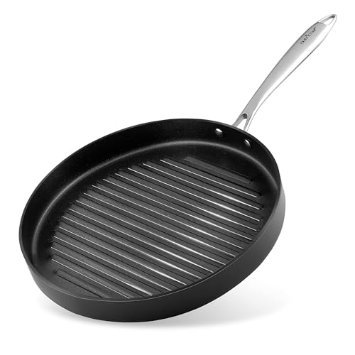 NutriChef Anodized Non-Stick Grill - Dishwasher Safe Nonstick Grill Pan Heavy...