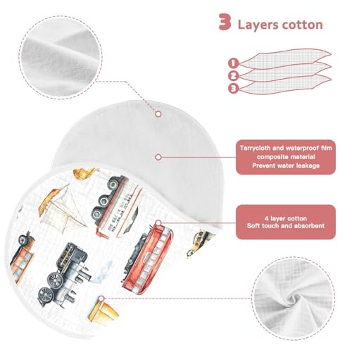 vvfelixl Muslin Burp Cloths Vintage Vehicle Baby Washcloths for Baby Girl Boys 2 Pack3