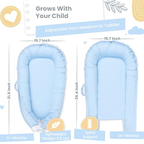 Image of Baby Lounger - Breathable & Soft Baby Lounger for Newborn 0-24 Months, Soft Portable Baby Lounger Pillow, Newborn Babies Essentials, Snuggle Lounger Me
