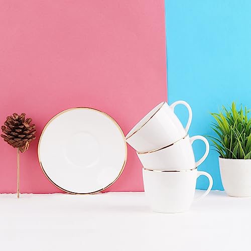 Image of Dandy Lines Royal Pure Gold Outline Cups & Saucers - Pack of 12 - Elegant Coffee Mug Set - Ideal for Women - Glass Coffee Mugs - Suitable for Hot Beverages - Perfect for Coffee Cups & Mugs Collection