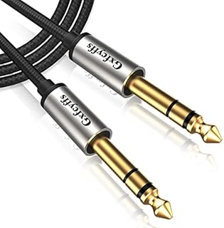 Gxfcyffs 6.35mm to 6.35mm Stereo Cable 2M, Professional Guitar Cable with Nylon Braided, Silver Plated Copper Core Guitar Lead for Electric Guitar, Bass, Amp, Keyboard, Professional Instrument