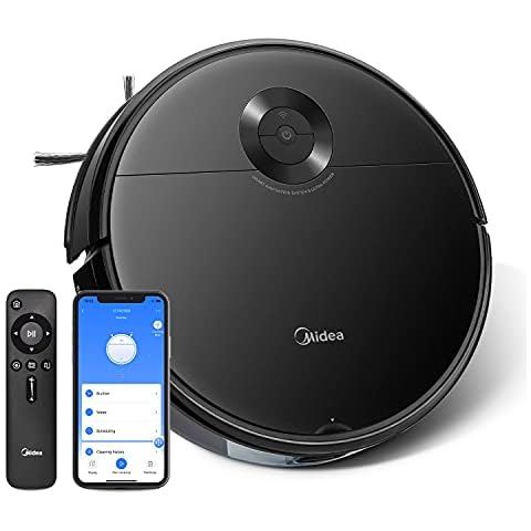 Midea Robot Vacuum VCR09B with 4000 Pa High Suction Motor Power, Wi-Fi Control, Robot Vacuum Cleaner with Mop with 100min Long Runtime, Multi Cleaning Modes, App Compatible with Alexa/Google - Black Cover