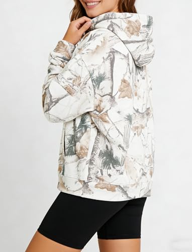 Image of Dsewpaur Camo Hoodie For Women Oversized Long Sleeve Drop Shoulder Fleece Hooded Sweatshirt Pullover With Pocket Outfits