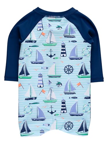 Image of RUGGEDBUTTS Baby /Toddler Boy Swimsuit, One Piece Zipper Rash Guard Sunsuit with UPF 50+ Sun Protection