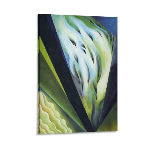 Impression sur toile musique en bleu et vert par Georgia O'Keeffe toile déco 40x60 cm