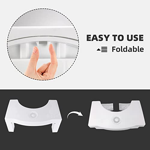 Toilet Stool Squat Adult, 7" Heavy Duty Poop Stool For Bathroom Plastic Portable Squatting Potty Foot Stool With Freshener Space Non-Slip Toilet Assistance Step Stool Healthy Gifts For Seniors Kids #TOP1