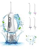 Water Flosser Cordless Oral Irrigator: Portable Water Flossers for Teeth with 300ML Detachable Tank,...