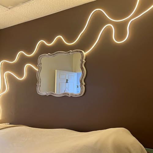 Image of LED Vanity Mirror Lights 16.4FT, Strong Adhesive Dimmable Silicone Strip Lights for Mirror, Waterproof Eye-Care Warm White 3000K Flexible Lighting for Bedroom Bathroom (Mirror NOT Included)
