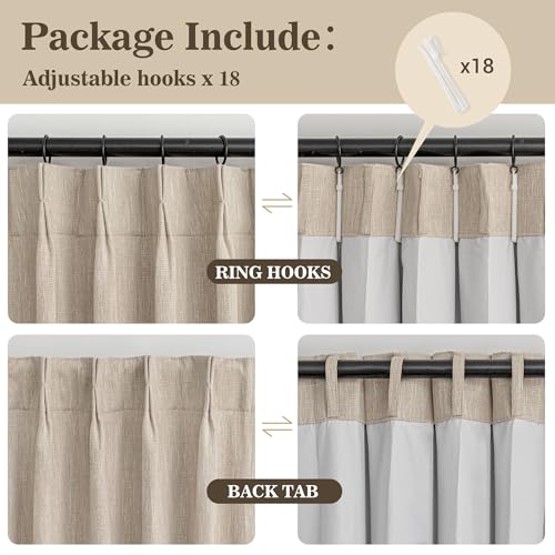 Image of MYSKY HOME Taupe Blackout Curtains 63 inches Long Pinch Pleated Curtains for Living Room Bedroom 100% Room Darkening Black Out Window Drapes with Hooks Back Tab, 40 inch Wide per Panel, 2 Pieces