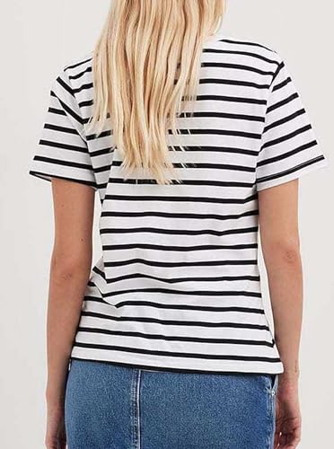 LilyCoco Women's Striped T Shirts Crew Neck Short Sleeve Tops Basic Summer Tees3