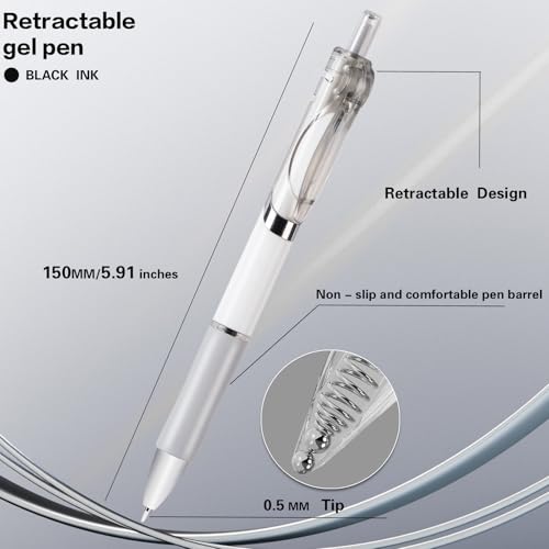 10 bolígrafos retráctiles de tinta gel negra 0.5 mm miniatura 2