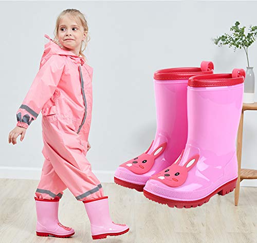 EnJoCho Toddler Boys Girls Rain Boots Cute Cartoon Rubber Sole Rain Boots for Kids PVC Anti-Slip Children's Water Shoes2