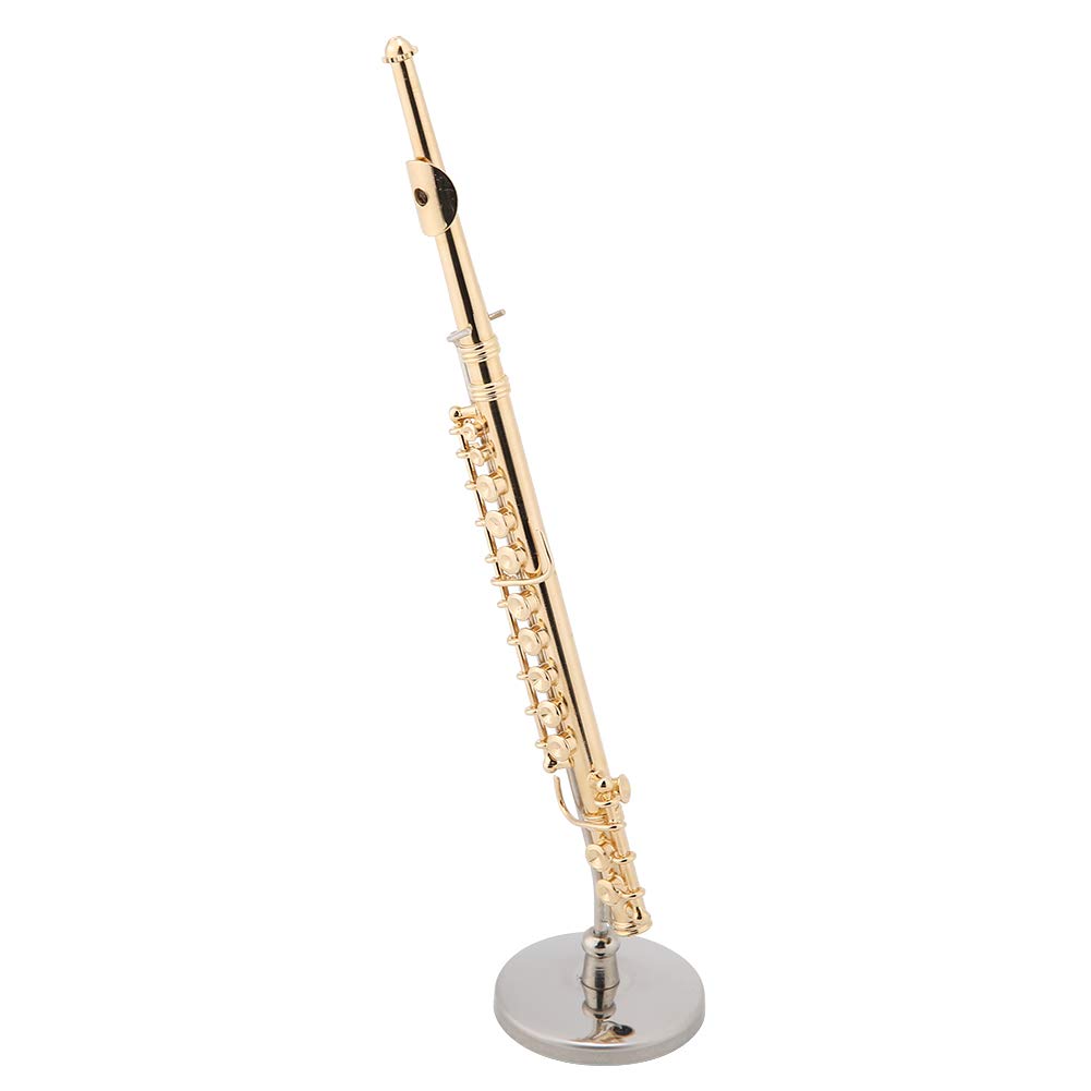 Mini Trompeta en Estuche de Madera, Réplica Dorada de Instrumento Musical en Miniatura con Soporte, Latón, 15x3.2x3.2cm, Decoración Musical
