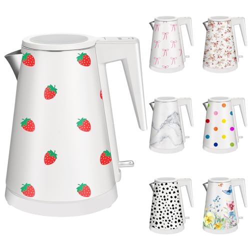 YENTEN One-Touch Electric Kettle 1.2L Stainless Steel Auto Shut-Off BPA-Free Fast Boil Strawberry