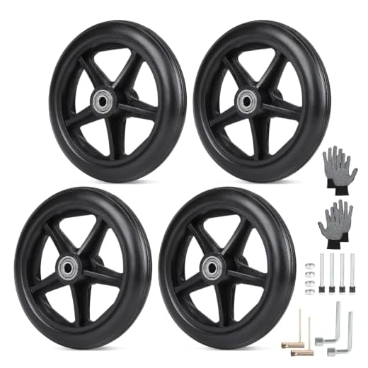 DBREAKS 4 Pieces Front Replacement Wheel for Walkers, 150 mm, Black