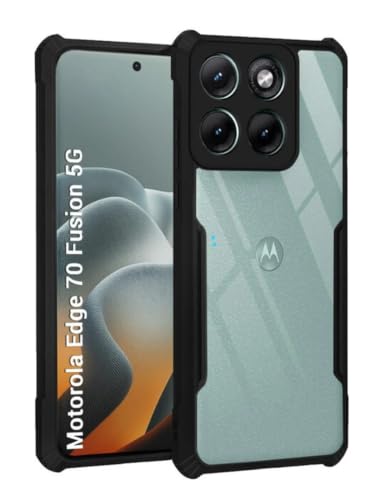 Image of NSTAR Shock Proof Clear Protective Back Case for Motorola Edge 70 Fusion 5G | Acrylic Crystal Clear 360 Degree Protection- (PC & TPU, Black Bumper)