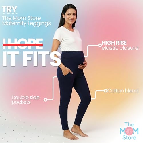Image of The Mom Store Comfy Maternity Leggings | Comfortable | Soft | Pre and Post Pregnancy | Comfort Stretch Pregnancy Leggings for Women