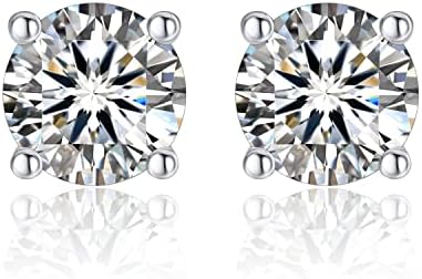 Stud Earrings for Women, MomentWish 2Carat Moissanite Earrings, D Color VVS1 Simulated Diamond 925 Sterling Silver Solitaire Earrings