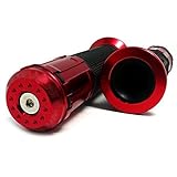MAXIMASELECT 汎用ハンドルグリップ バイク バーエンド グリップエンドバー 左右セット 22.2mm 7/8インチ 非貫通 対応バイク多数 オシャレ 手触りよし 汚れにくい 【レッド】
