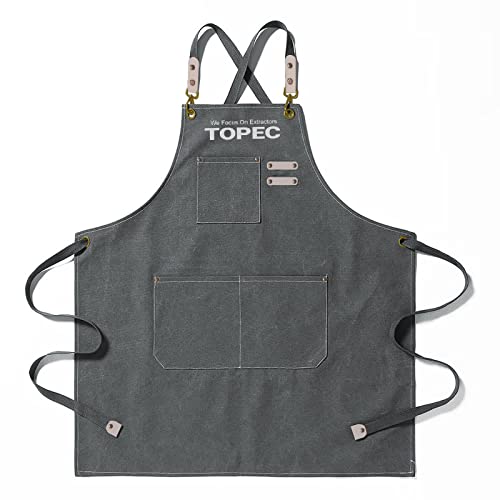 Tool Aprons With Large Pockets For Men Women, Canvas Cross Back Heavy Duty Adjustable Work Apron, Standard Size #TOP11