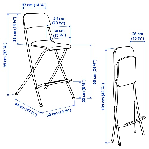 Tabouret de bar pliable avec dossier Franklin assise blanche 63 cm