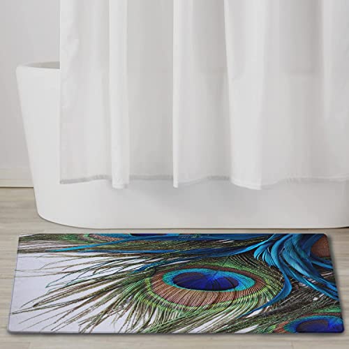 Qiyi Bath Rugs Bathroom Non Slip Soft Absorbent Memory Foam Runner Rug Washable Carpet Floor Mats For Tub Office Door Mat Kitchen Dining Living Hallway Long Rugs 16" X 48" - Peacock Feather #TOP1