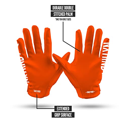 Nxtrnd G1 Pro Football Gloves, Men's & Youth Boys Sticky Receiver Gloves (Orange, Medium) #TOP4