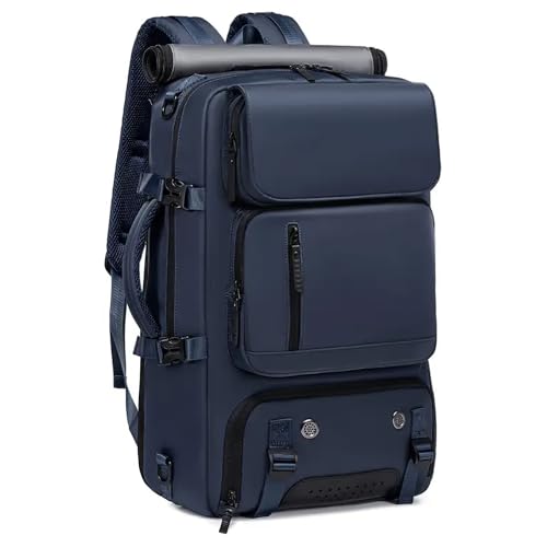 Mochila de Viagem com Compartimentos para Notebook e Tablet Masculina e Feminina Executiva Reforçada Resistente à água USB e Engate de Mala Camping, Trabalho e Dia a Dia (Azul Marinho)