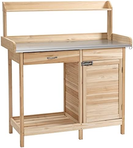 Outsunny Table de rempotage Jardinage - 2 étagères, tiroir, Placa...