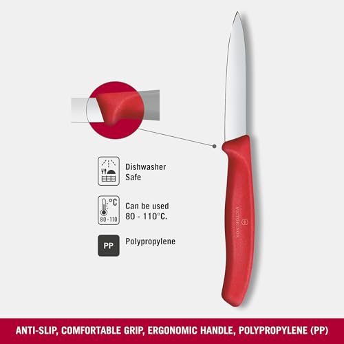 Image of Victorinox Swiss Made Stainless Steel Swiss Classic Paring Knife, Straight Edge, Kitchen Tool, Kitchen Item, 8 cm, Red, 6.7601.C1